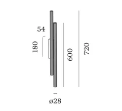 Applique murale, Trace Slim 2.0, noir et or, LED, dim, 2700K, 1960 lm, L5,6cm, H72cm - Wever&Ducré