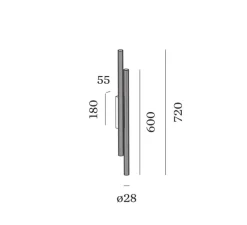 Applique murale, Trace Slim 2.0, noir, LED, dim, 3000K, 1680 lm, L5,6cm, H72cm - Wever&Ducré
