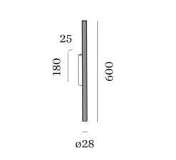 Applique murale, Trace Slim 1.0, champagne et noir, LED, 3000K, 840 lm, Ø2,8cm, H60cm - Wever&Ducré