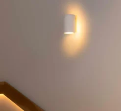 Applique murale, Trama 1L, plâtre blanc, Ø12cm, H18cm - Faro