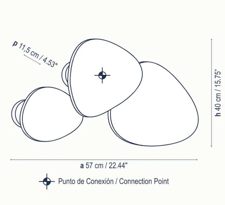 Applique murale, Tria Set 3, blanc, LED, 2700K, 4320lm, L57cm, H47cm - Bover