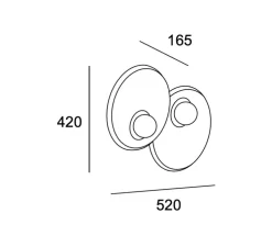 Applique murale, Trip double, noir, or, L52cm, H42cm - LEDs C4