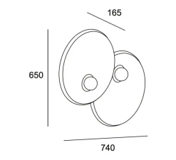 Applique murale, Trip double, noir, L74cm, H65cm - LEDs C4