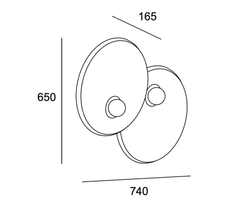 Applique murale, Trip double, noir, L74cm, H65cm - LEDs C4