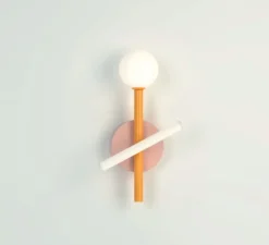 Applique murale, Tube and Globe Concept D, orange et rose, Ø9cm, H34cm - Atelier Areti