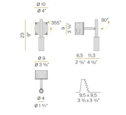 Applique murale, Tubino, champagne, LED, 2700K, 475lm, Ø10cm, H23cm - Panzeri