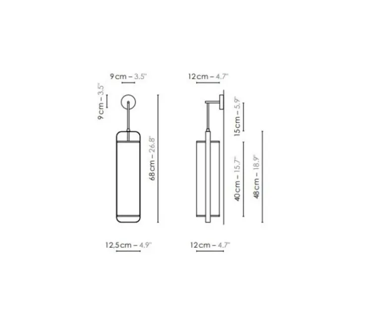 Applique murale, Twiggy, blanc crème, cadre cuivré, L12,5cm, H68cm - DesignHeure