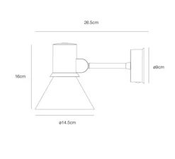 Applique murale, TYPE 80, gris clair mat, L26,5cm, H14,5cm - Anglepoise