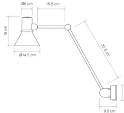 Applique murale, Type 80 W3, brume grise, Ø14,5cm, H53cm - Anglepoise