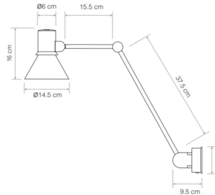 Applique murale, Type 80 W3, brume grise, Ø14,5cm, H53cm - Anglepoise