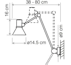 Applique murale, Type 80 W3, brume grise, Ø14,5cm, H53cm - Anglepoise
