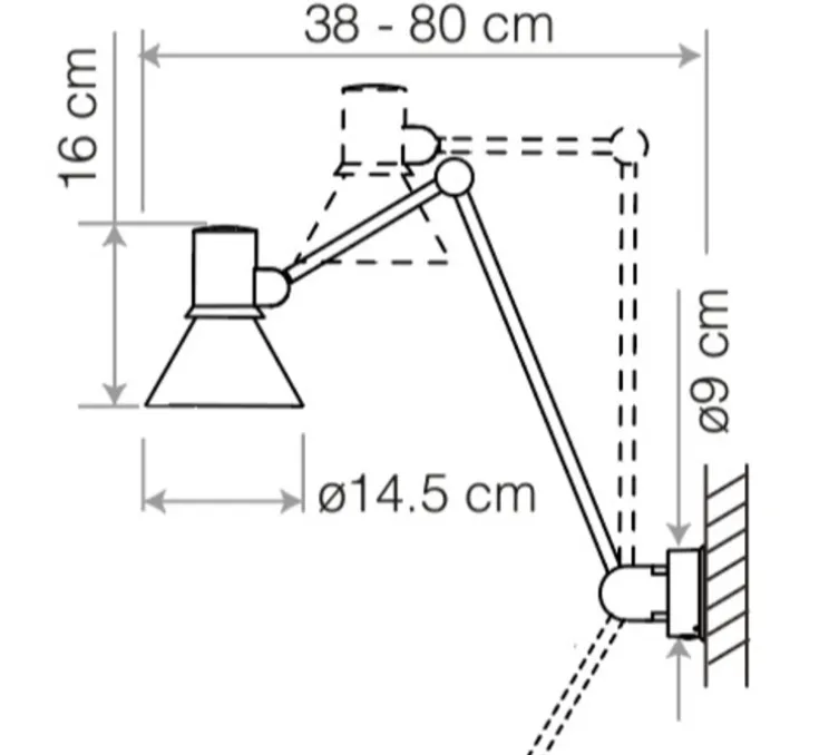 Applique murale, Type 80 W3, brume grise, Ø14,5cm, H53cm - Anglepoise