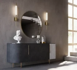 Applique murale, Typha 285.05.ON, laiton, verre opalin, LED, dim, 2700K, 1750 lm, L6,3cm, H86,5cm - Il Fanale