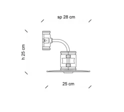 Applique murale, Urban C1524, bleu vintage, L25cm, H25cm - Ferroluce