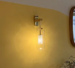 Applique murale, Vadim, laiton, blanc, Ø10cm, H41cm - Sarah Lavoine