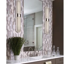 Applique murale, Valencia L, nickel poli, IP44,L12,1cm, H66cm - Hudson Valley