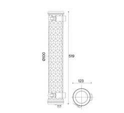 Applique murale, Vendôme Mini, laiton, IP65, L12,3cm, H51,9cm - Sammode