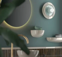 Applique murale, Voila, gris sable et bleu azur, Ø28cm, H10cm - Ferroluce