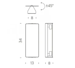 Applique murale, Volet pivotant double, jaune, LED, 3000K, 585lm, L13cm, H34cm - Nemo Lighting