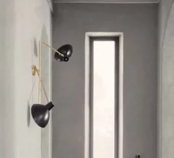 Applique murale, VV Cinquanta Twin, noir et laiton, L113cm, H53,8cm - Astep