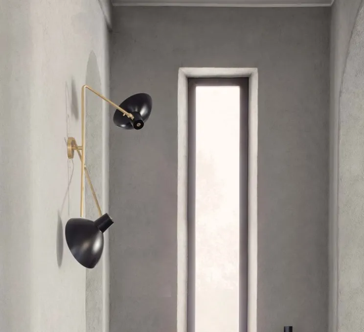 Applique murale, VV Cinquanta Twin, noir et laiton, L113cm, H53,8cm - Astep