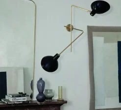 Applique murale, VV Cinquanta Twin, noir et laiton, L113cm, H53,8cm - Astep