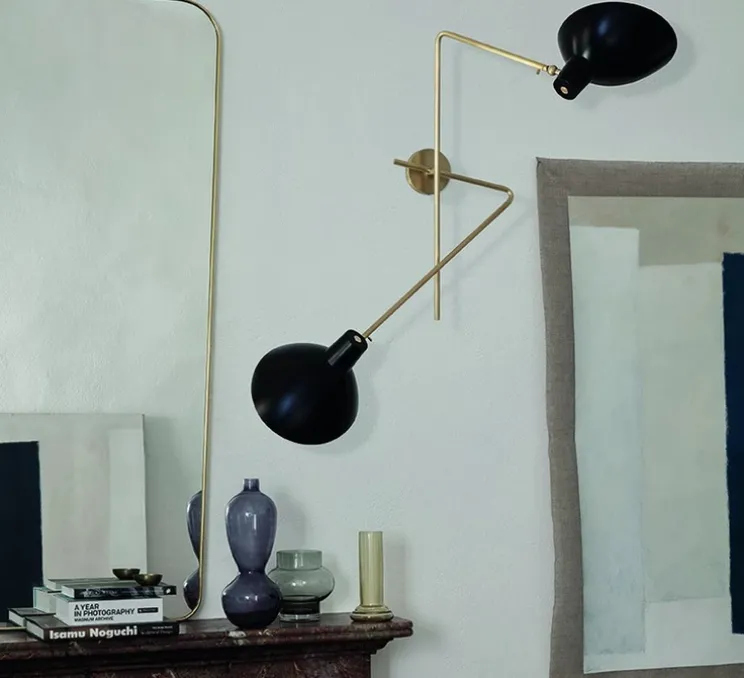 Applique murale, VV Cinquanta Twin, noir et laiton, L113cm, H53,8cm - Astep