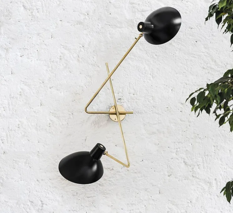 Applique murale, VV Cinquanta Twin, noir et laiton, L113cm, H53,8cm - Astep
