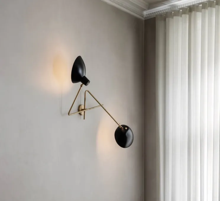 Applique murale, VV Cinquanta Twin, noir et laiton, L113cm, H53,8cm - Astep