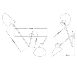 Applique murale, VV Cinquanta Twin, noir et laiton, L113cm, H53,8cm - Astep