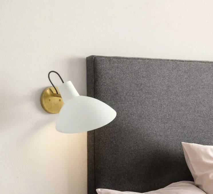 Applique murale, VV Cinquanta, blanc et laiton, Ø27,4cm, H18,3cm - Astep