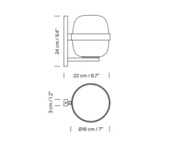 Applique murale, Wally Cestita, noir, IP54, Ø22cm, H24cm - Santa & Cole