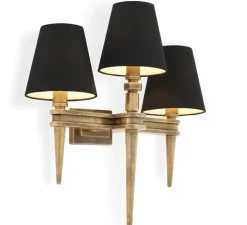 Applique murale, Waterloo triple, laiton, noir, Ø23,5cm, H50cm - Eichholtz