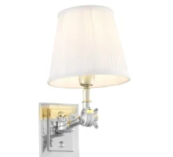 Applique murale, Wentworth simple, nickel, abat-jour blanc, L15cm, H26cm - Eichholtz