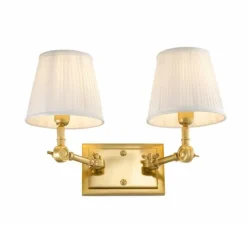 Applique murale, Wentworth double, abat-jour blanc, or, Ø25cm, H33cm - Eichholtz