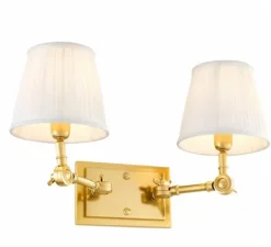 Applique murale, Wentworth double, abat-jour blanc, or, Ø25cm, H33cm - Eichholtz