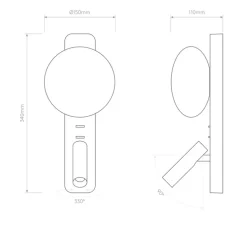 Applique murale, Zeppo Reader, nickel mat, L15cm, H34cm - Astro