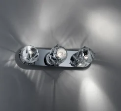 Applique ou plafonnier, Beluga triple D57, transparent, chrome, L37,5cm, H12,3cm - Fabbian