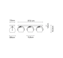 Applique ou plafonnier, Beluga triple D57, transparent, chrome, L37,5cm, H12,3cm - Fabbian