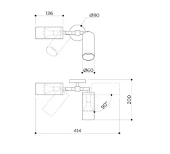 Applique ou plafonnier, Book XL Double, laiton brossé, L41,5cm, P20cm - Contain