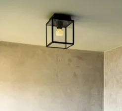 Applique ou plafonnier, Caged wet, petit, métal noir, IP44, L16,9cm, H17,3cm - Buster & Punch