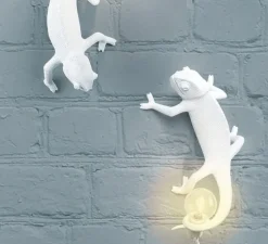 Applique ou plafonnier caméléon, Chameleon Lamp Going Up, blanc, L21cm, H9cm - Seletti