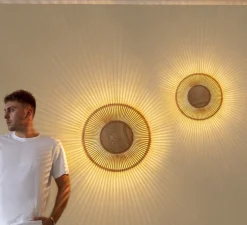 Applique ou plafonnier, Clava Up, chêne naturel, Ø35cm, H16cm - Umage