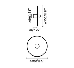 Applique ou plafonnier, Confetti 300, noir et blanc, L30cm, P7cm - Faro