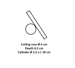 Applique ou plafonnier, Doi, base noire, tube laiton, LED,dim, coupure de phase, 2700K, L6cm, H18cm - Luceplan