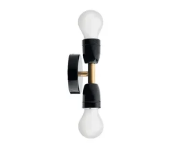 Applique ou plafonnier double, Light.036 , noir, laiton, H17,2cm, P8cm - Zangra