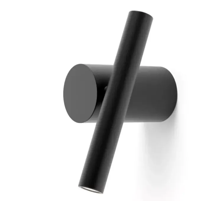 Applique ou plafonnier, Doi, base noire, tube noir, LED, dim, coupure de phase, 2700K, L6cm, H18cm - Luceplan