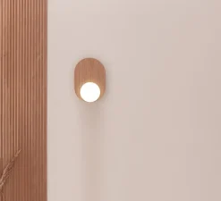 Applique ou plafonnier, Dot 03, chêne, LED, 2700K, 200 lm, L17,2cm, H25cm - Tunto