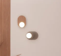 Applique ou plafonnier, Dot 03, chêne, LED, 2700K, 200 lm, L17,2cm, H25cm - Tunto