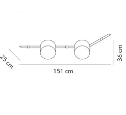 Applique ou plafonnier, Floed 2, bronze, L36cm, H150cm - KDLN
